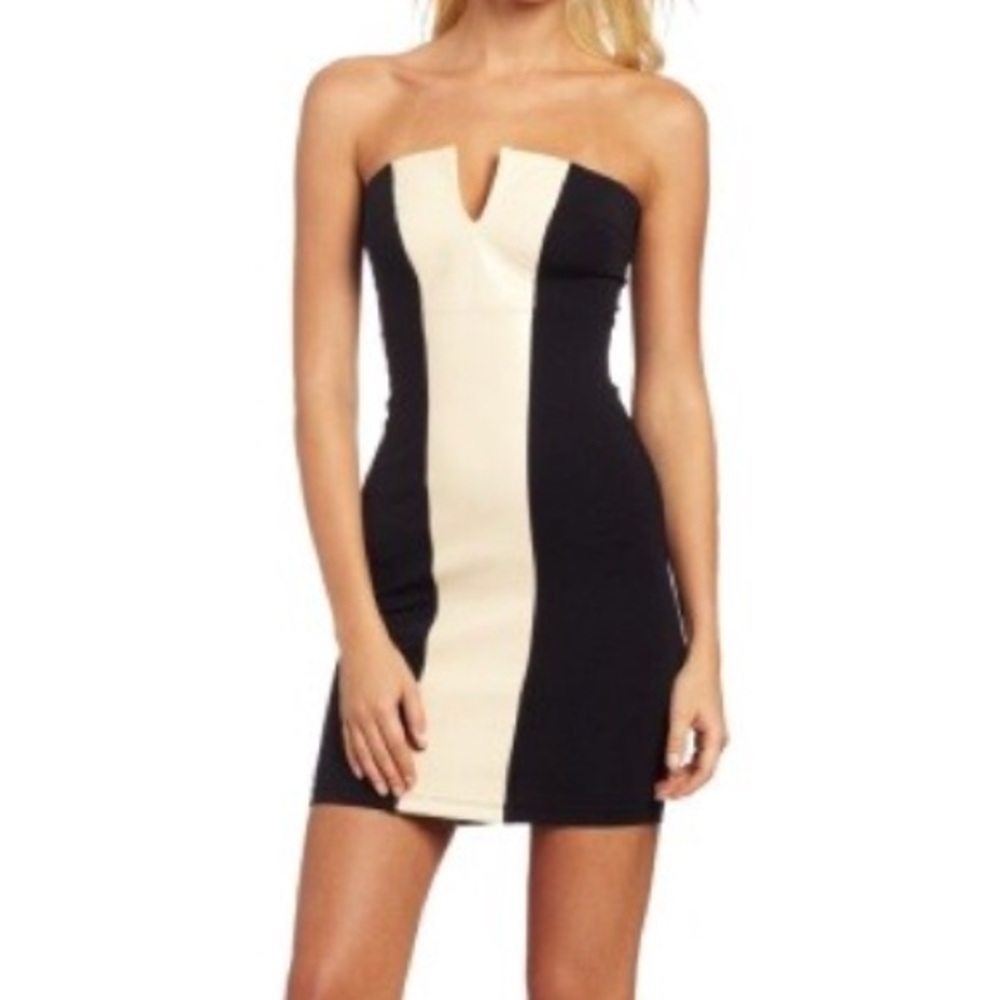 David Lerner black and ivory mini dress worn once